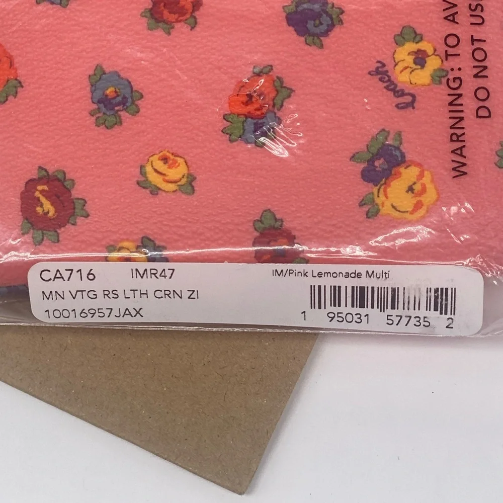 Coach Corner Zip Wristlet Wallet With Mini Vintage Rose Print